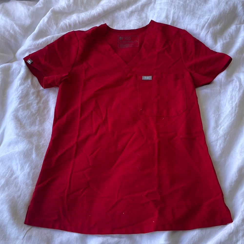 FIGS Red Catarina One Pocket Scrub Top